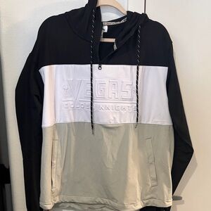 Black and White V-Neck Sweater with zipper